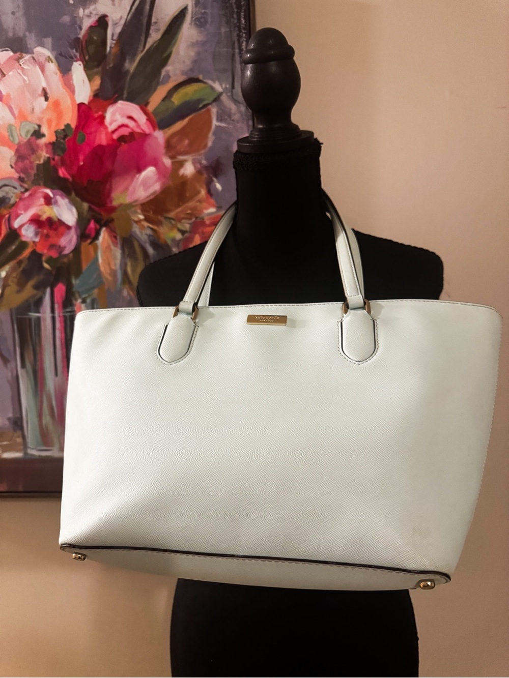 Kate Spade New York Mint Green Saffiano Leather Tote Bag